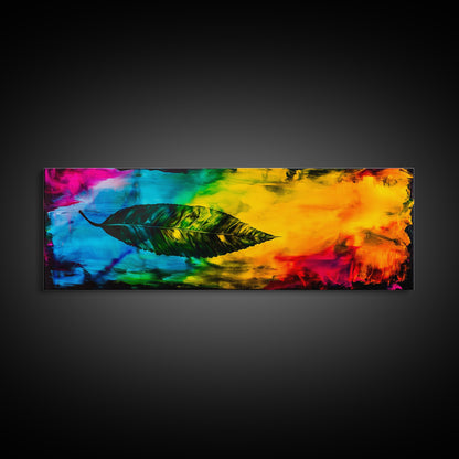 Abstract Leaf, Bold Colorful Art, Vibrant Wall Art, Canvas Print, Nature Inspired Decor, Modern Office Art, Eye-Catching Design