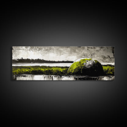 Abstract Hill, Nature Art, Landscape Painting, Contemporary Wall Decor, Framed Canvas Print, Office Wall Art, Earthy Tones, Minimalist Design