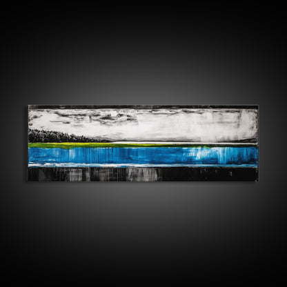 Lake Reflection, Blue Water Art, Minimalist Landscape, Nature Serenity, Monochrome Sky, Peaceful Home Decor, Canvas Print