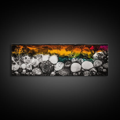 Abstract Stones, Modern Art, Vibrant Wall Decor, Canvas Print, Black White Orange, Office Art, Contemporary Home Decor, Large Wall Art