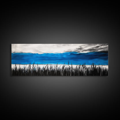 Tall Grass, Ocean View, Tranquil Horizon, Canvas Print, Coastal Landscape, Minimalist Art, Living Room Wall Art, Beach Home Decor