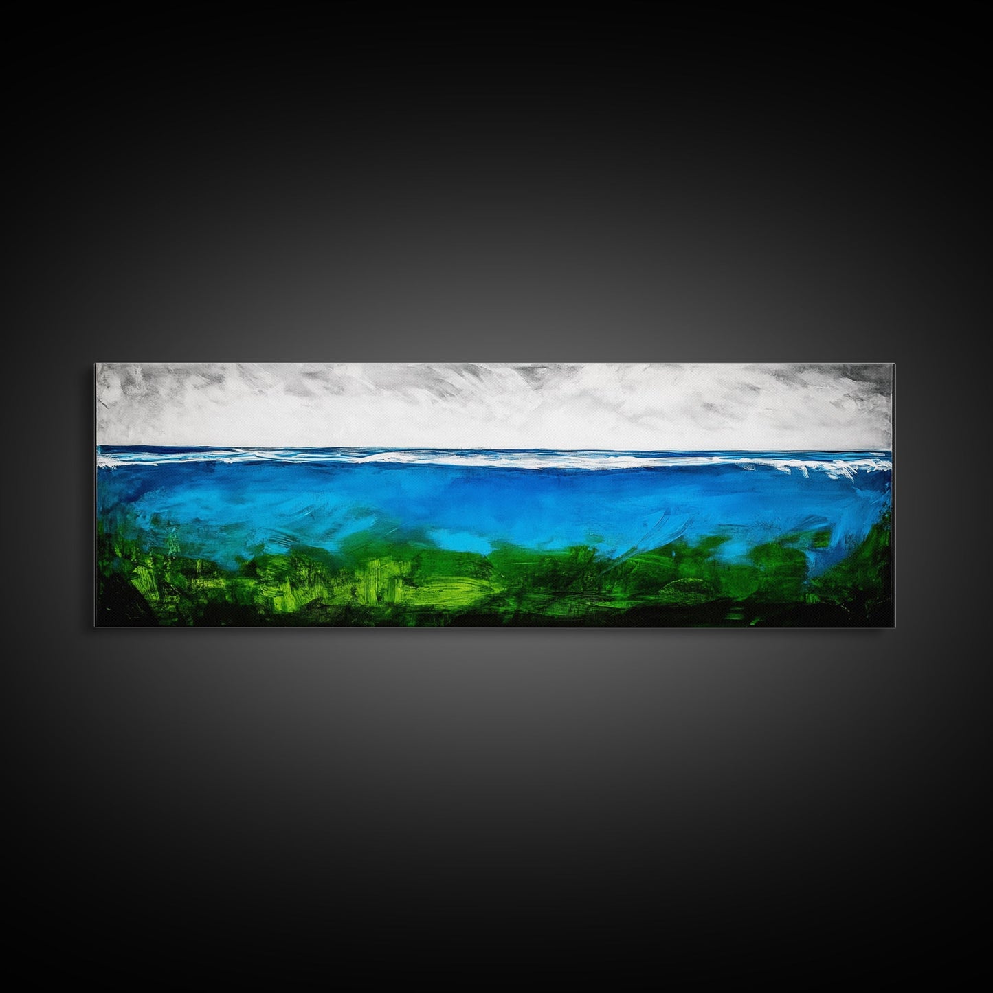 Deep Blue Ocean, Underwater Wall Art, Coastal Decor, Tranquil Seascape, Modern Beach Art, Large Canvas Print, Living Room Art