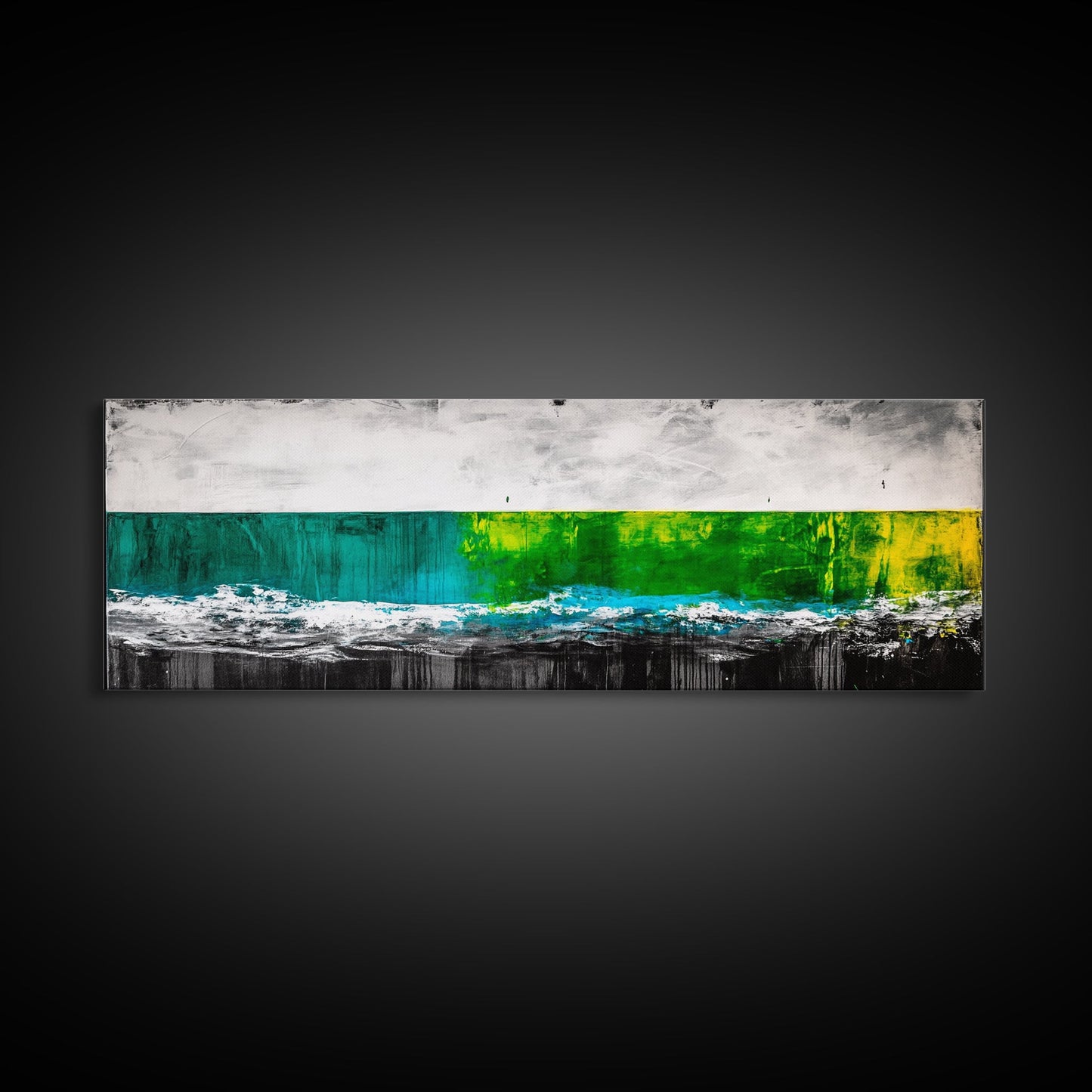 Abstract Water, Minimalist Ocean Art, Contemporary Coastal Decor, Serene Blue Green Painting, Canvas Print, Office Wall Art