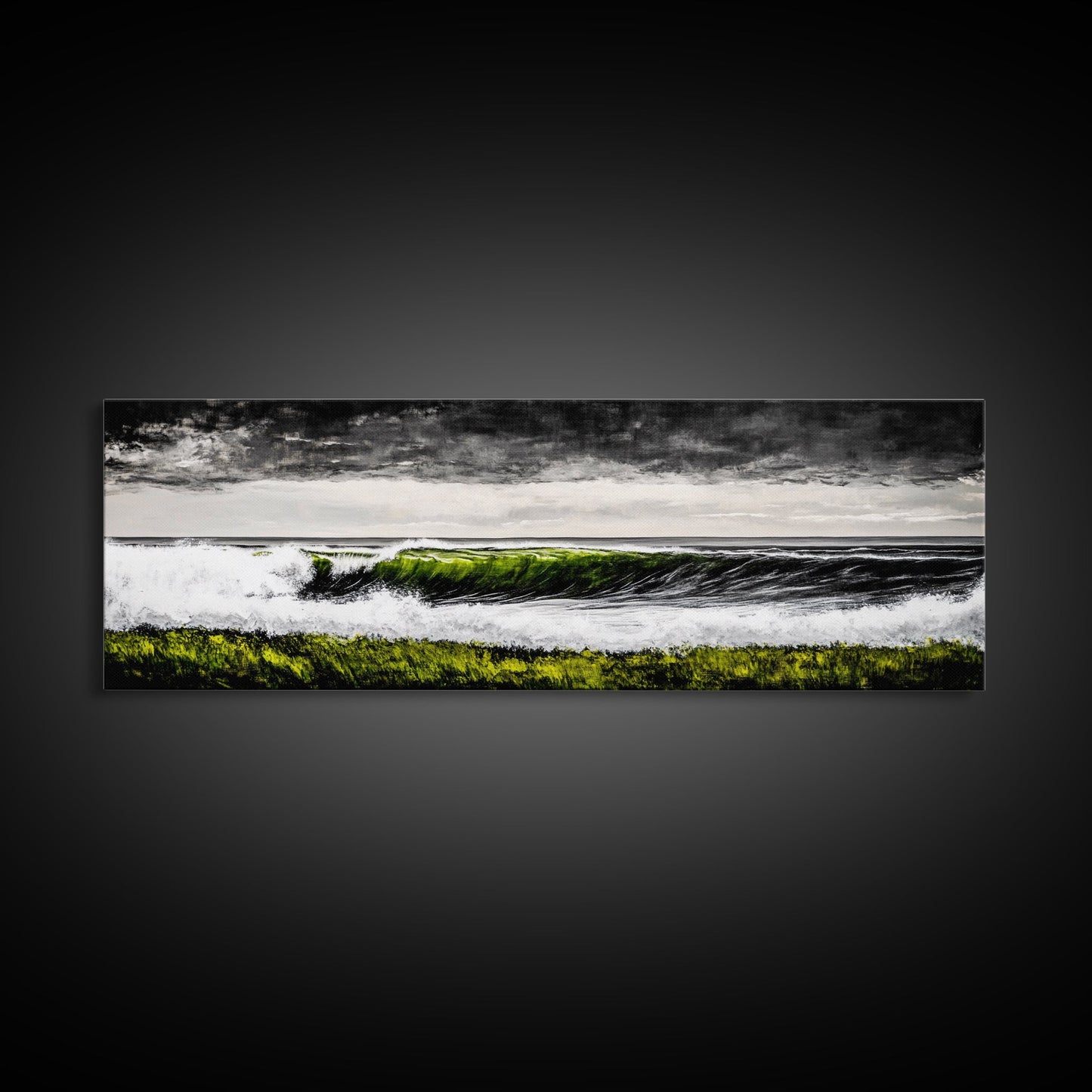 Ocean Wave, Coastal Wall Art, Black and White Print, Framed Canvas Print, Nautical Decor, Surf Art, Modern Home Decor