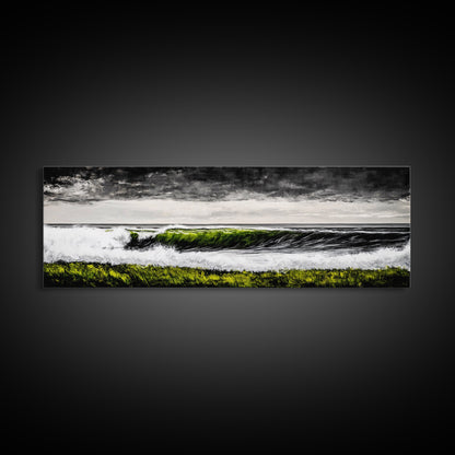 Ocean Wave, Coastal Wall Art, Black and White Print, Framed Canvas Print, Nautical Decor, Surf Art, Modern Home Decor