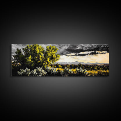 Desert Sunset, Cactus Landscape, Southwest Art, Nature Wall Decor, Framed Canvas Print, Earthy Home Decor, Rustic Western Art, Moody Wall Decor