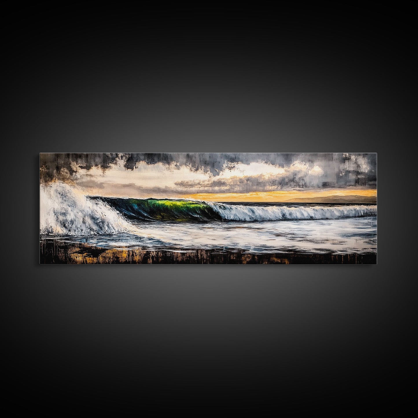 Sunset Ocean Wave, Dramatic Seascape Art, Coastal Home Decor, Bold Nature Painting, Tropical Wall Art, Beach House Canvas Print