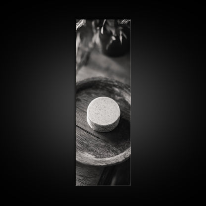 Artisan Soap Closeup, Rustic Spa Detail, Monochrome Still Life, Framed Canvas Print, Bathroom Decor, Minimalist Art, Cozy Home Accent