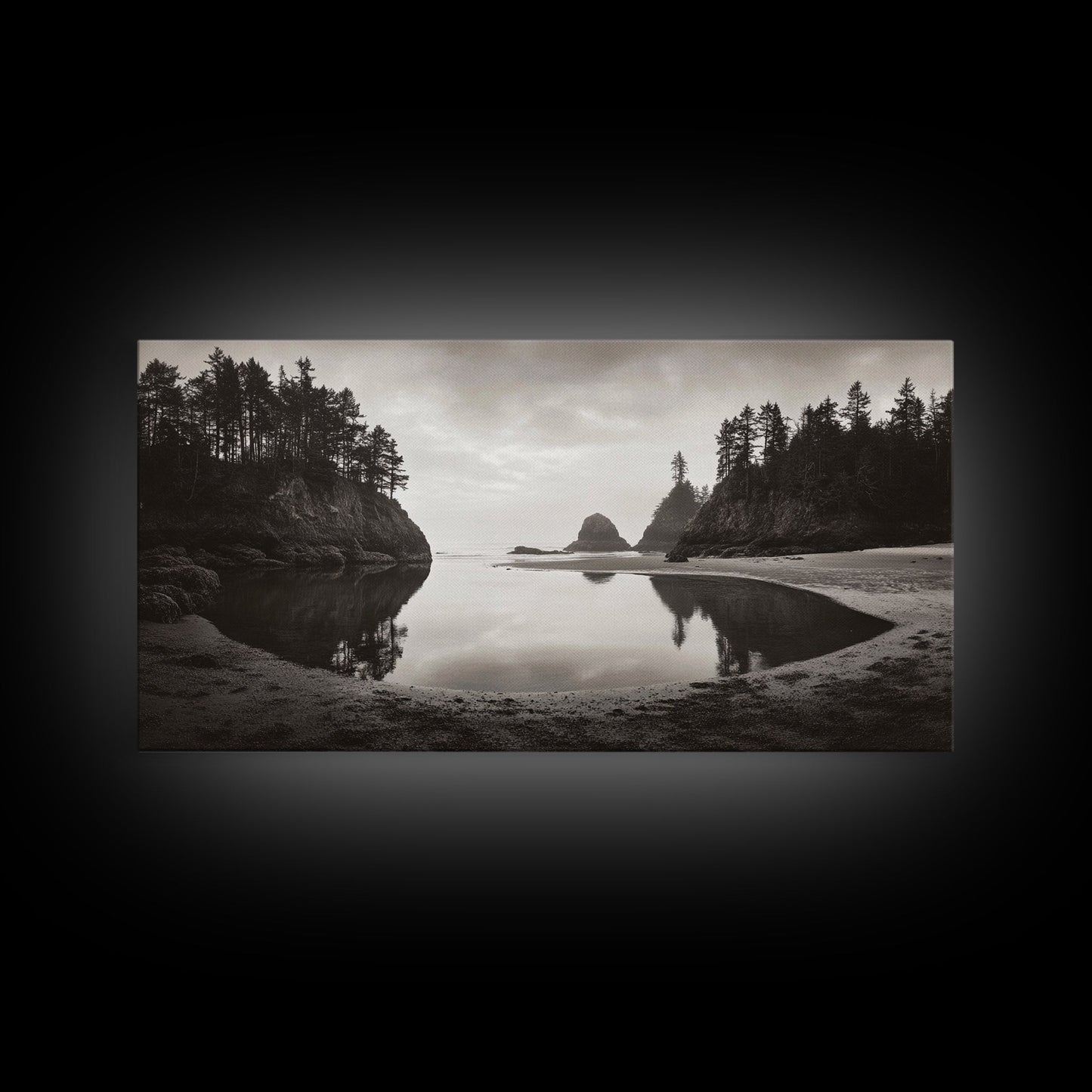Tranquil Cove View, Forest Meets Ocean, Pacific Northwest Art, Canvas Print, Living Room Wall Art, Nature Photography, Calm Aesthetic