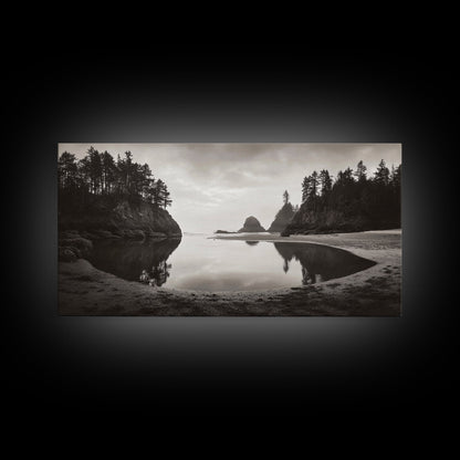 Tranquil Cove View, Forest Meets Ocean, Pacific Northwest Art, Canvas Print, Living Room Wall Art, Nature Photography, Calm Aesthetic