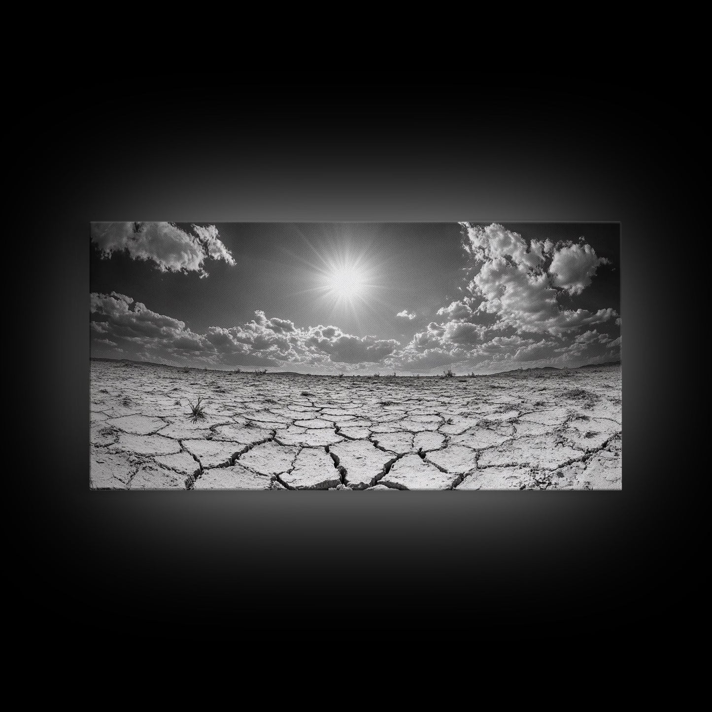 Cracked Earth Sun, Desert Landscape, Dramatic Sky, Canvas Print, Southwestern Decor, Fall Wall Art, Earth Tones Rustic Home Accent