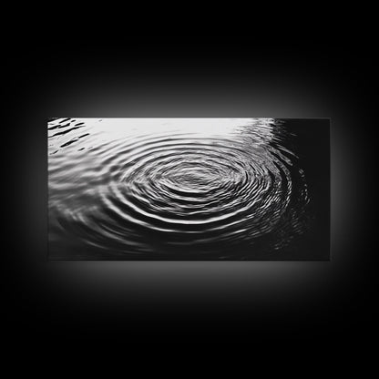 Zen-Motiv „Wasserwellen“, abstrakte Bewegung, monochrome Fluid Art, Leinwanddruck, moderne minimalistische Wandkunst, Badezimmer- oder Spa-Raumdekoration