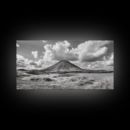Volcano Peak, Dramatic Clouds, Nature Power, Canvas Print, Mountain Wall Art, Office Nature Photography, Landscape Fine Art Print