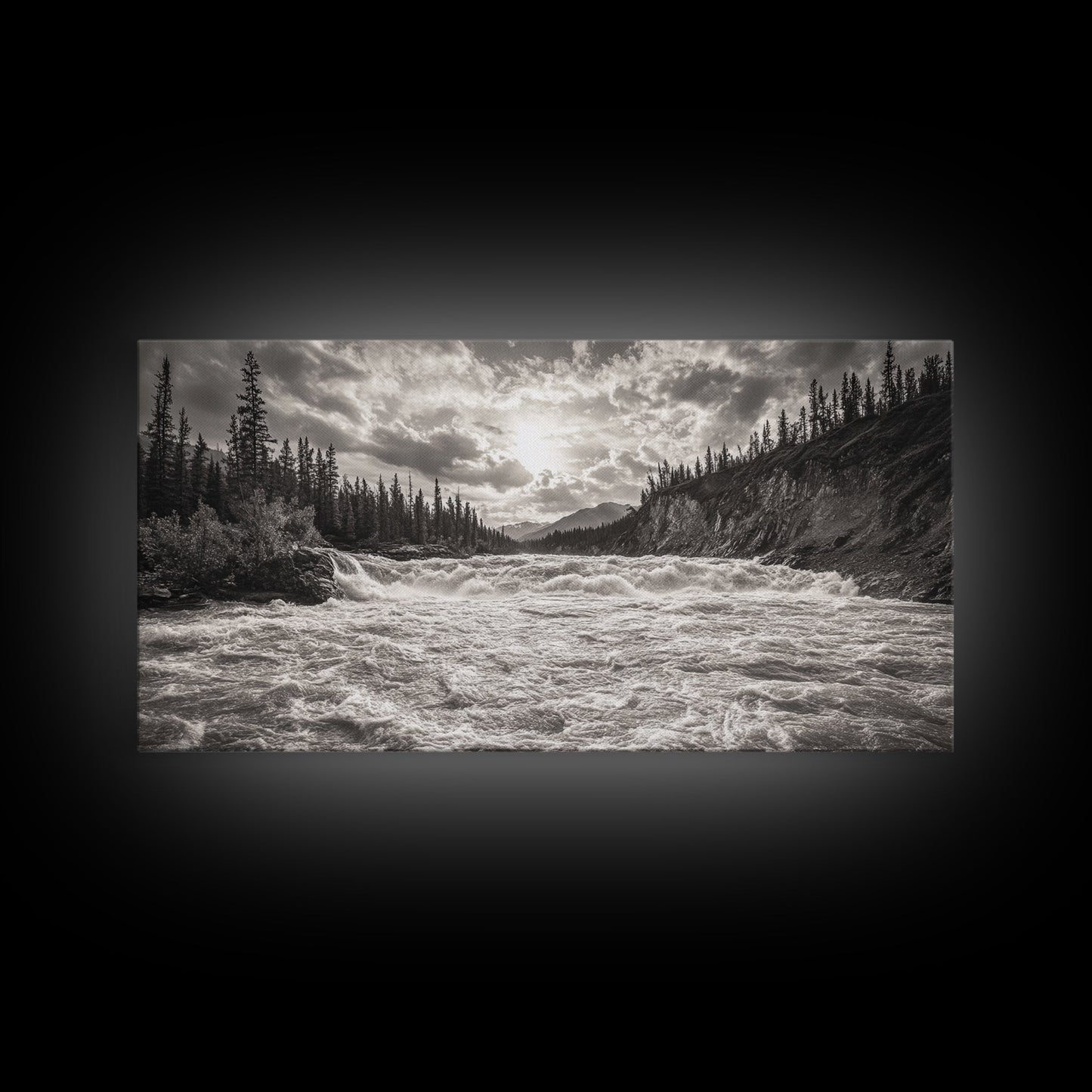 Mountain River Rapids, Adventure Landscape, Moody Forest Wall Art, Nature Explorer Vibes, Rustic Cabin Decor, Canvas Print