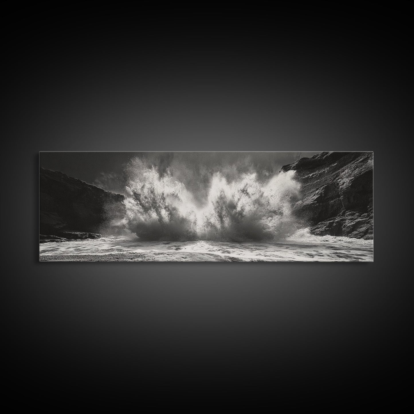 Ocean Splash, Powerful Wave Crash, Coastal Energy Wall Art, Framed Canvas Print, Modern Beach House Decor, Dynamic Living Room Art