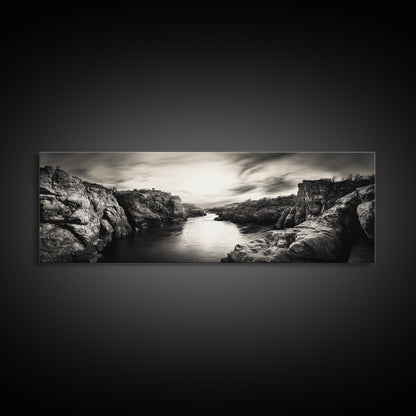 Canyon River Sunset, Dramatic Sky Photography, Nature Scene Art, Framed Canvas Print, Office or Hallway Wall Decor, Bold Earth Tones