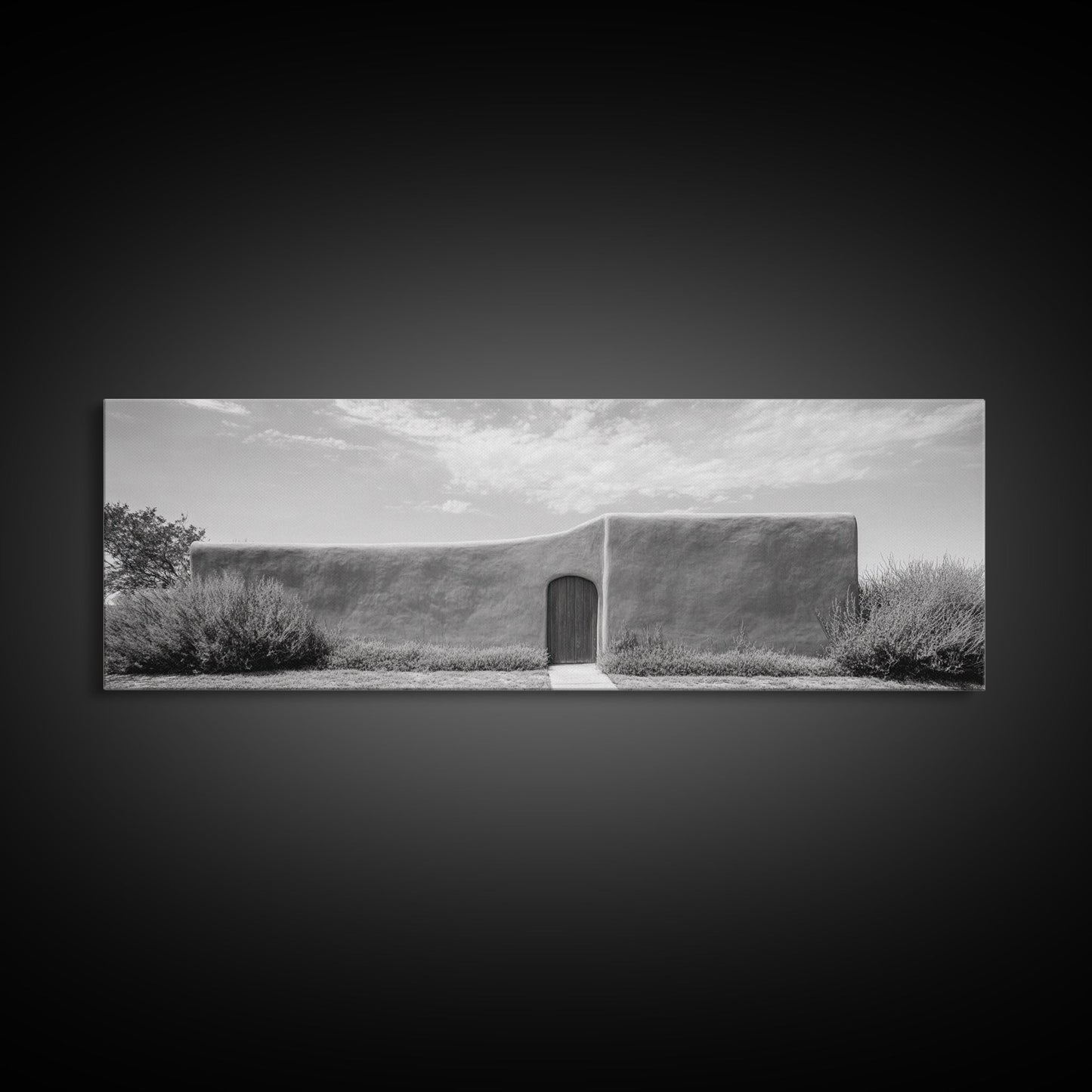 Desert Adobe, Minimal Wall, Architecture Photography, Black and White Art, Framed Canvas Print, Southwestern Decor, Entryway Wall Art