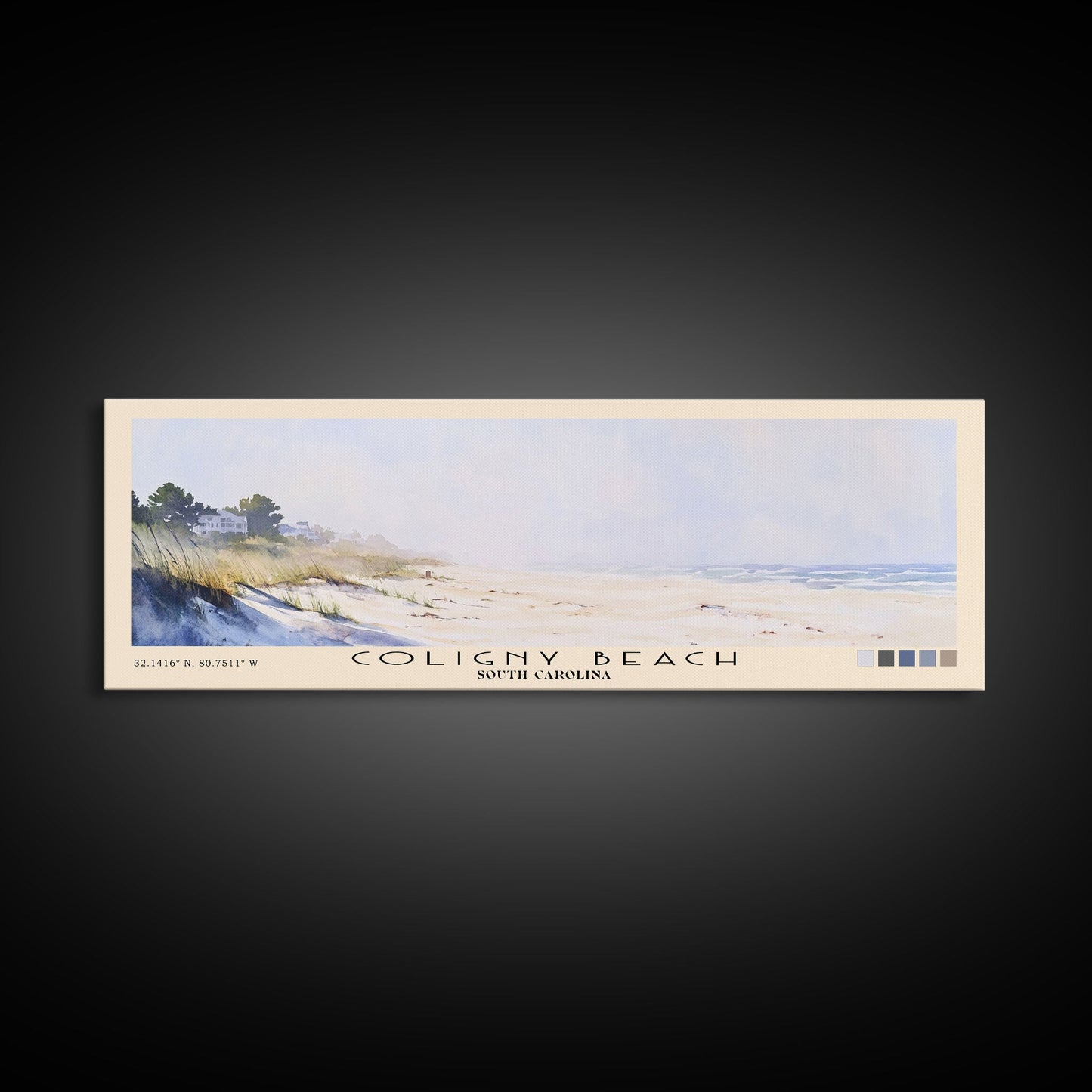 Coligny Beach, South Carolina Watercolor Print, Vacation Gift, South Carolina Wall Art, Beach Painting, Beach Decor, Large Wall Art, Wood Frame Art