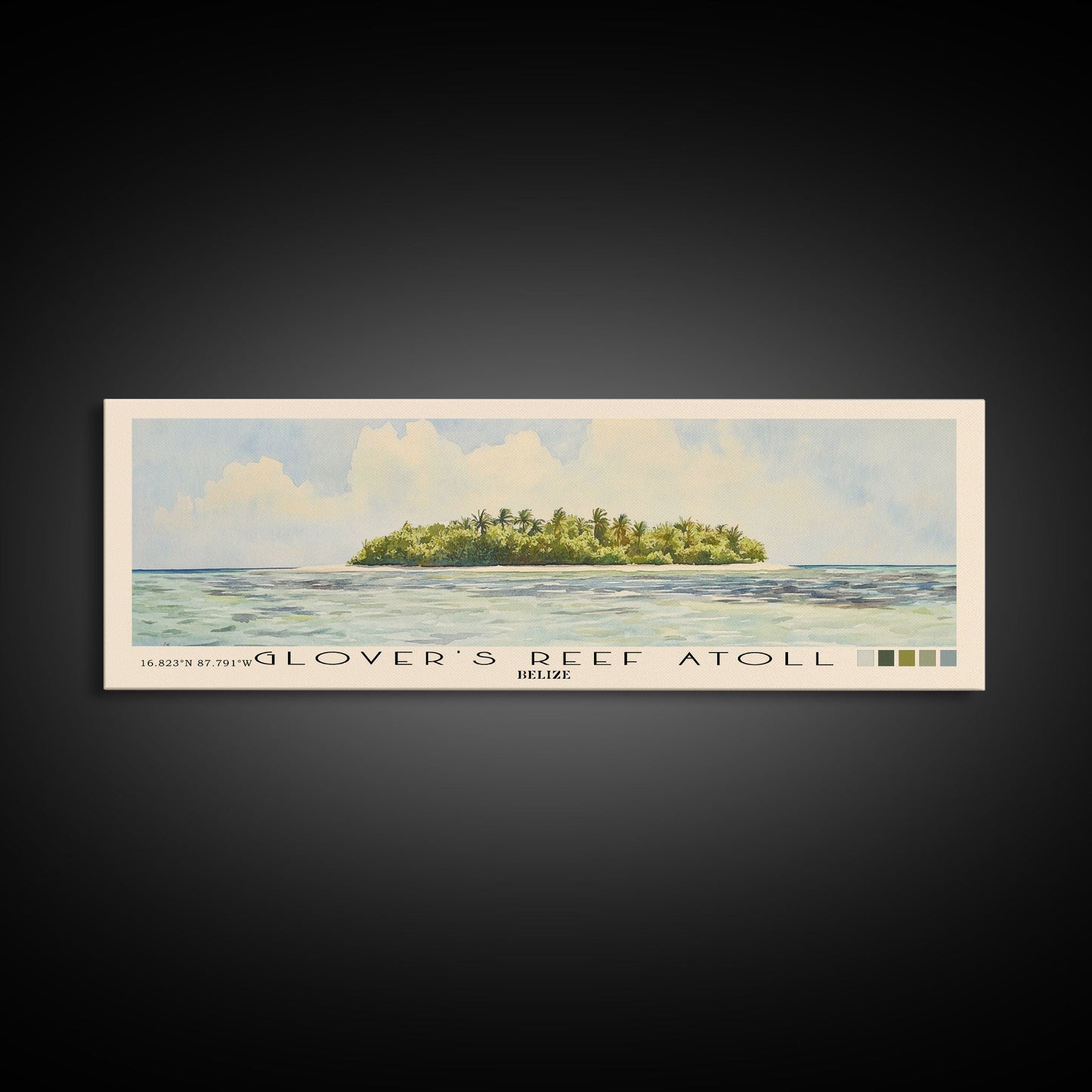 Glover’s Reef Atoll, Belize Watercolor Beach Print, Vacation Gift, Belize Wall Art, Beach Painting, Beach Decor, Beach Painting