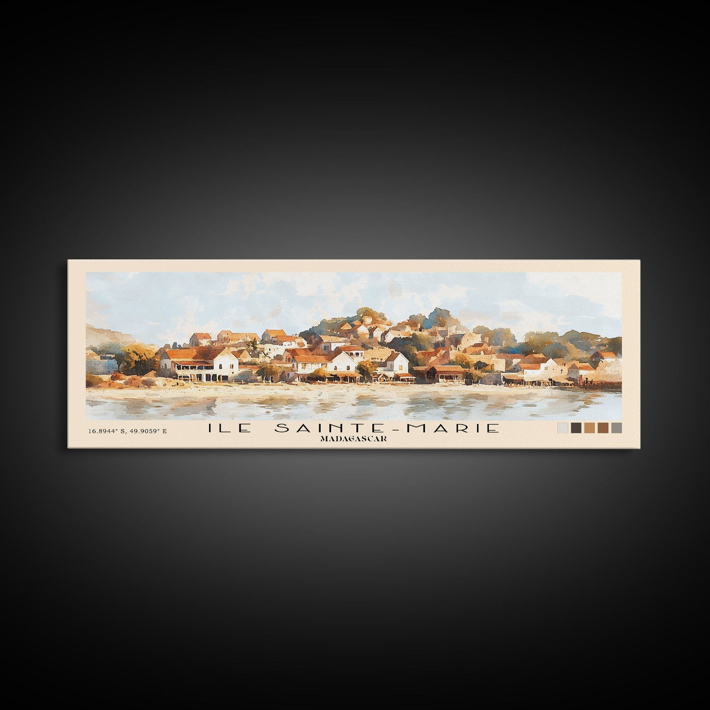 Ile Sainte-Marie, Madagascar Watercolor Print, Vacation Gift, Madagascar Wall Art, Beach Painting, Beach Decor, Large Wall Art, Wood Frame Art