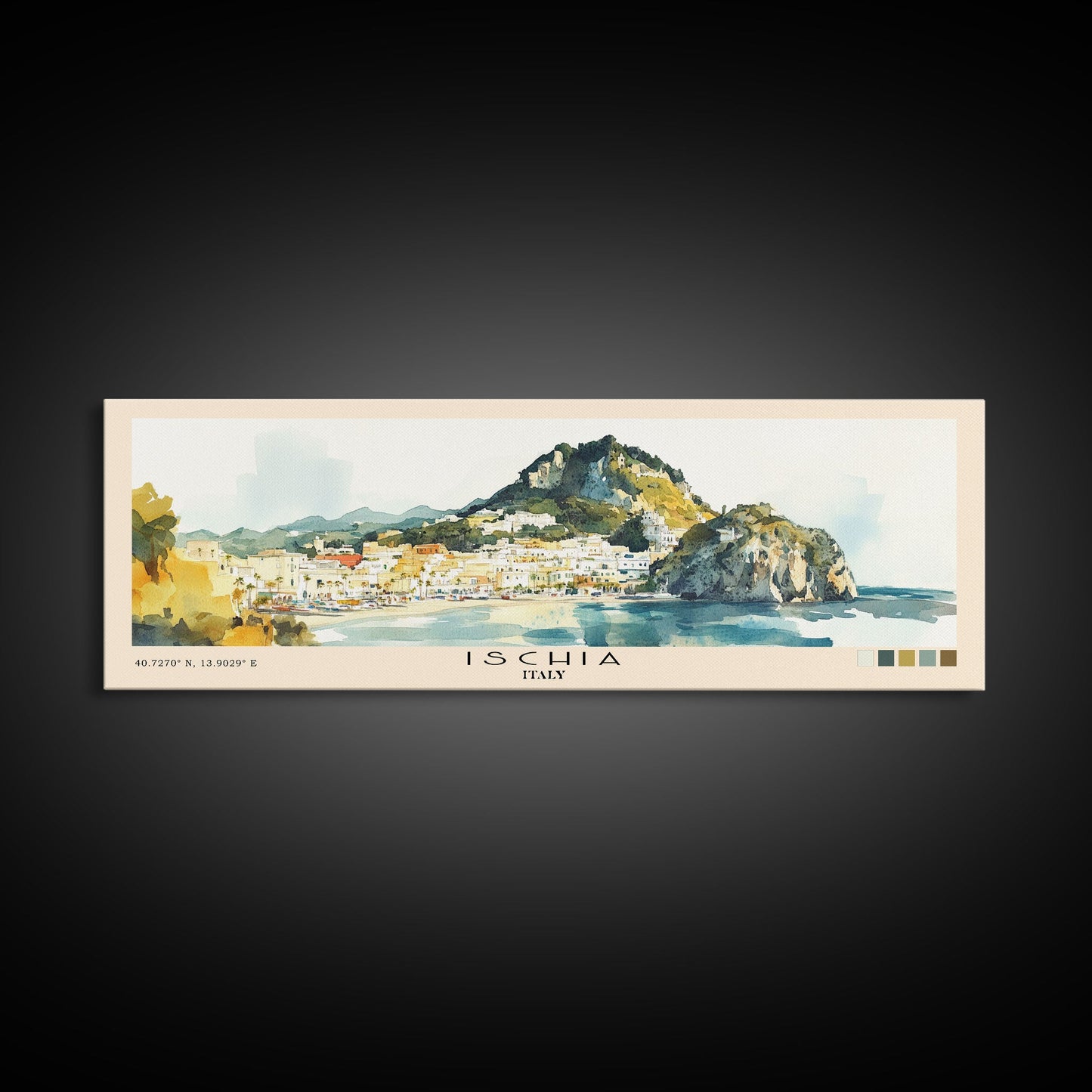 Ischia, Italy Watercolor Beach Print, Vacation Gift, Italy Wall Art, Beach Painting, Beach Decor, Beach Painting