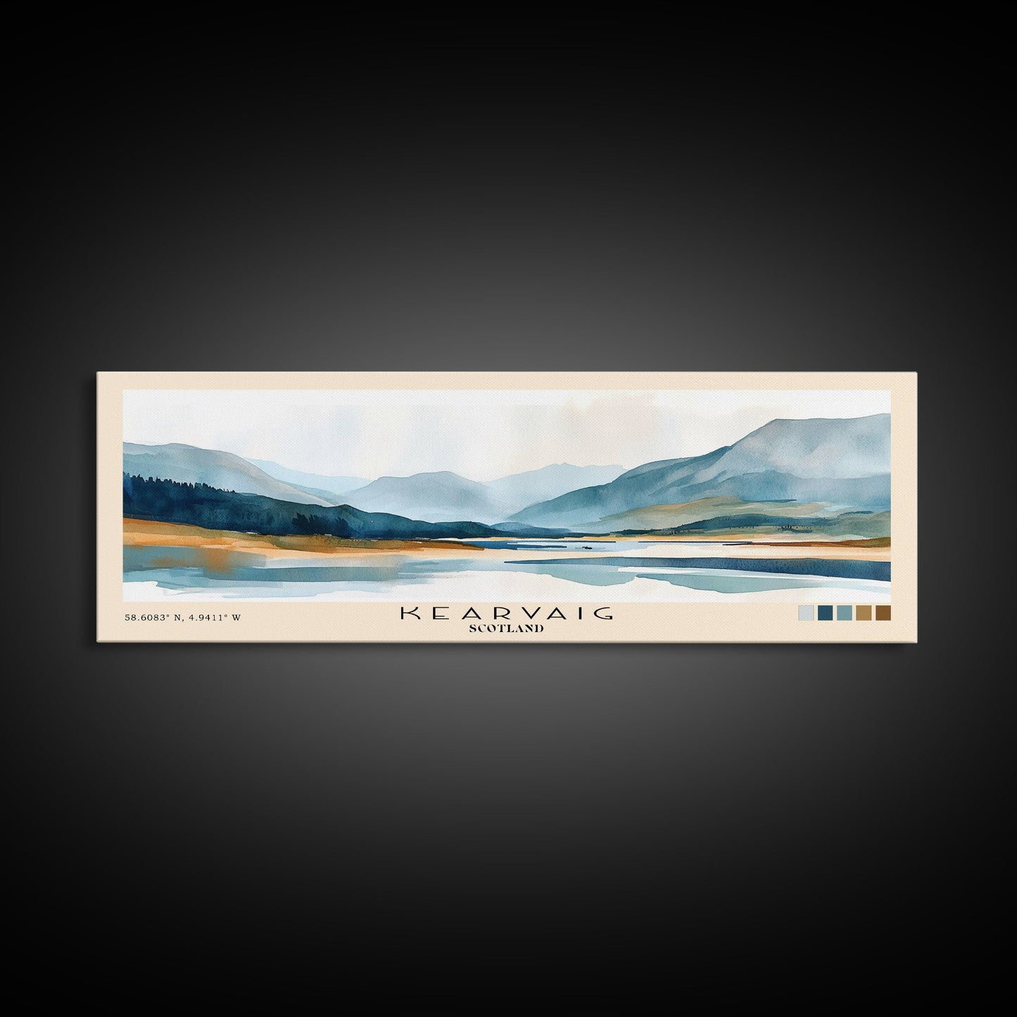 Kearvaig, Scotland Watercolor Print, Vacation Gift, Scotland Wall Art, Beach Painting, Beach Decor, Large Wall Art, Wood Frame Art