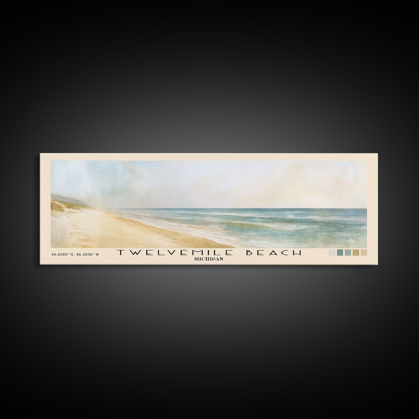 Twelvemile Beach, Michigan Watercolor Print, Vacation Gift, Michigan Wall Art, Beach Painting, Beach Decor, Large Wall Art, Wood Frame Art
