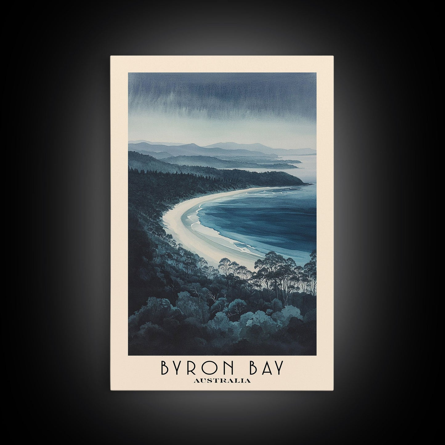 Byron Bay, Australia Watercolor Beach Print, Vacation Gift, Australia Wall Art, Beach Painting, Beach Decor, Beach Painting