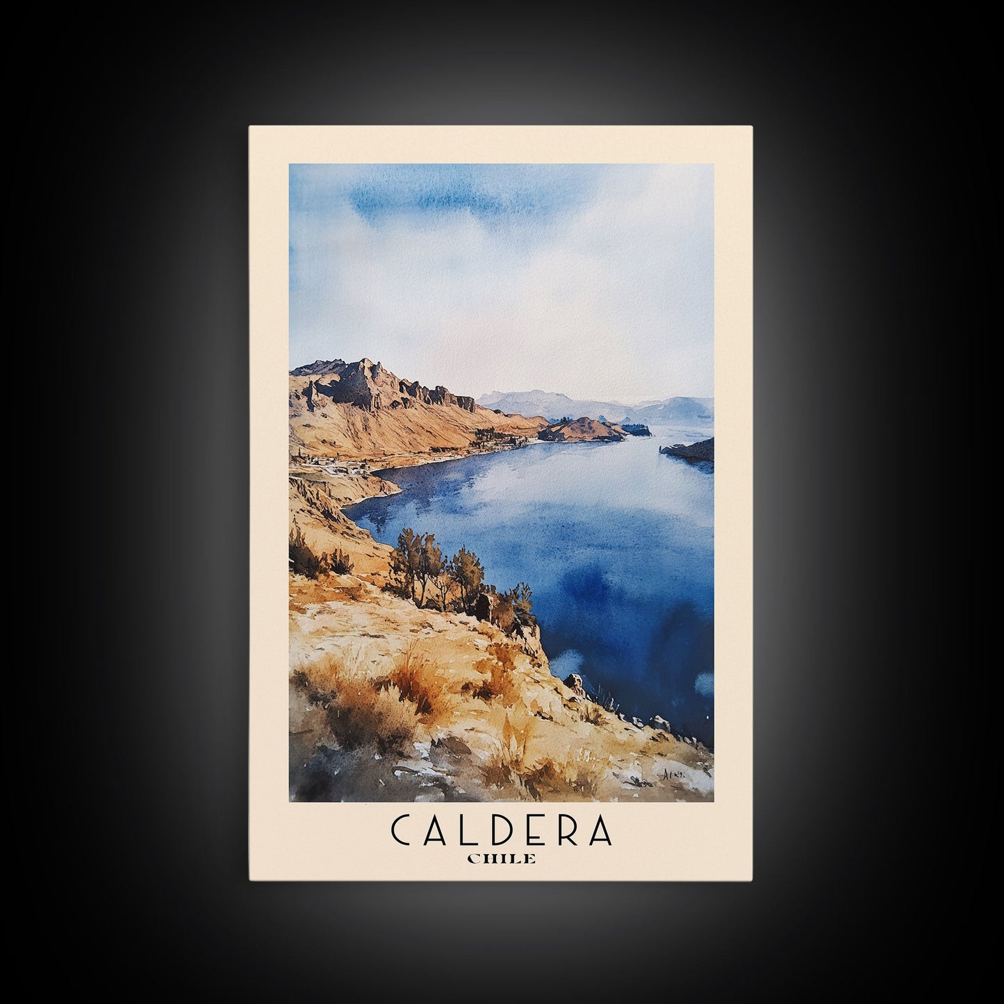 Caldera, Chile Watercolor Print, Vacation Gift, Chile Wall Art, Beach Painting, Beach Decor, Large Wall Art, Wood Frame Art