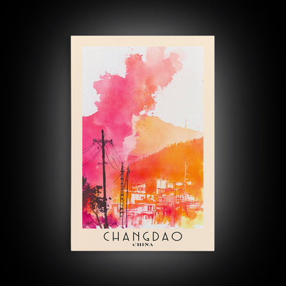 Changdao, China Watercolor Beach Print, Vacation Gift, China Wall Art, Beach Painting, Beach Decor, Beach Painting