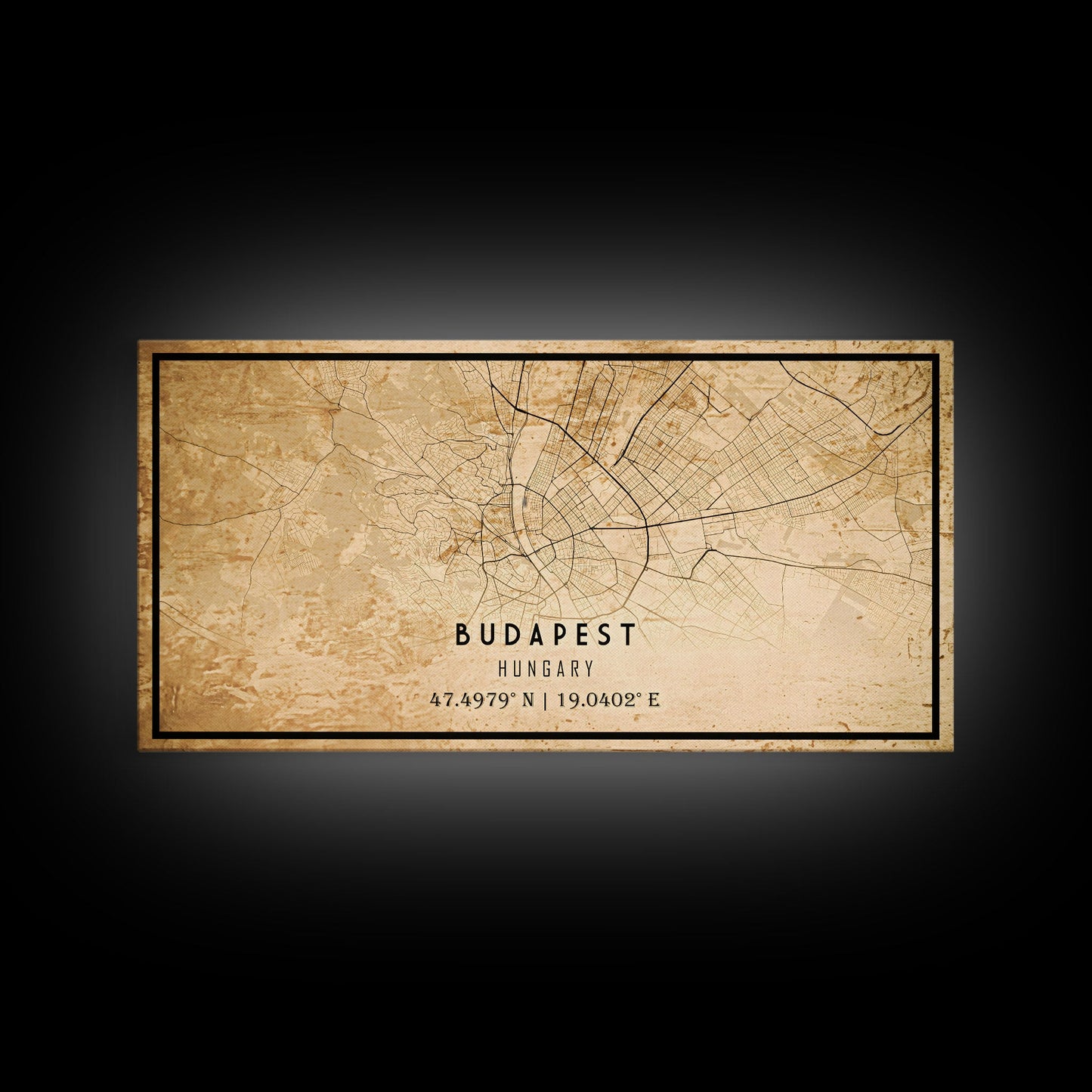 Budapest Hungary map print poster or framed canvas, Budapest map print poster canvas, Budapest map print poster canvas, Vintage Travel Art