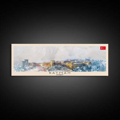 Batman TurkeyPanoramic Travel Poster, Framed Canvas Print or Metal Wall Art, Travel Art, Home Decor, Panoramic Painting, Midcentury Art