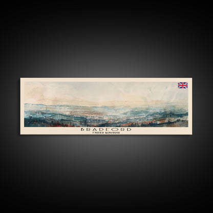 Bradford United Kingdom Travel Print Wall Art, Panoramic City Art, Travel Art, Wall Decor, Vacation Gift, Framed Canvas Print Or Metal Art