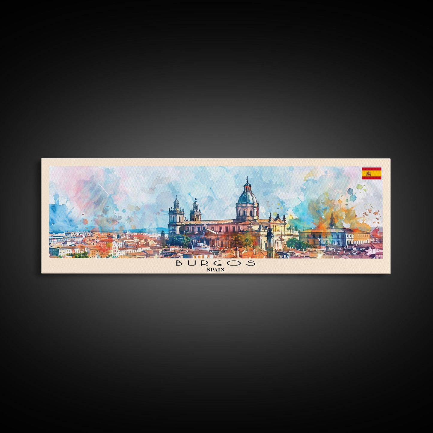 Burgos Spain Wall Art, Panoramic Travel Poster, Panoramic Framed Canvas Print, City Wall Art, Wall Hanging Home Decor, Travel Art