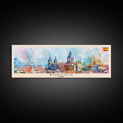 Burgos Spain Wall Art, Panoramic Travel Poster, Panoramic Framed Canvas Print, City Wall Art, Wall Hanging Home Decor, Travel Art