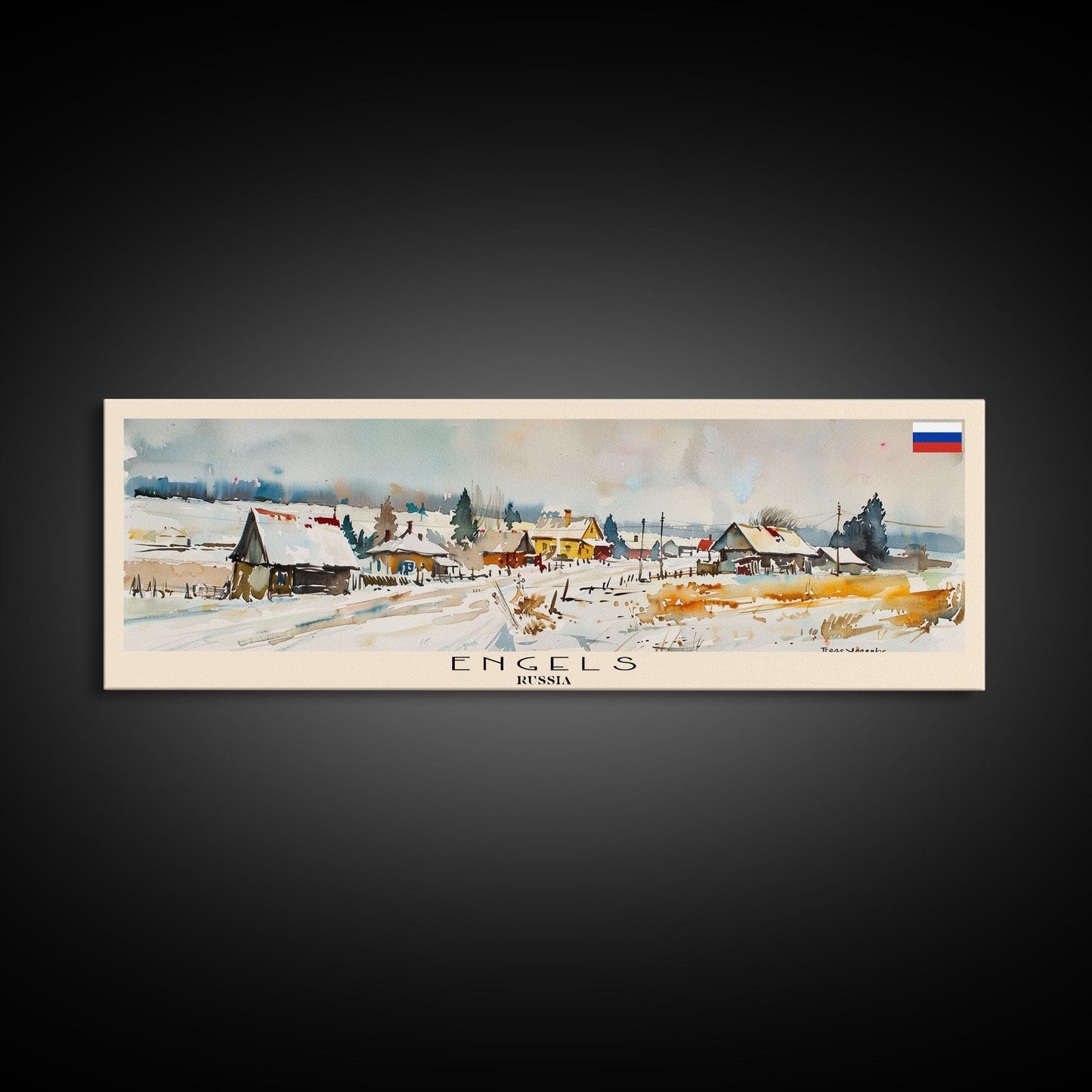 Engels Russia Panoramic Travel Poster, Framed Canvas Print or Metal Wall Art, Travel Art, Home Decor, Panoramic Painting, Midcentury Art