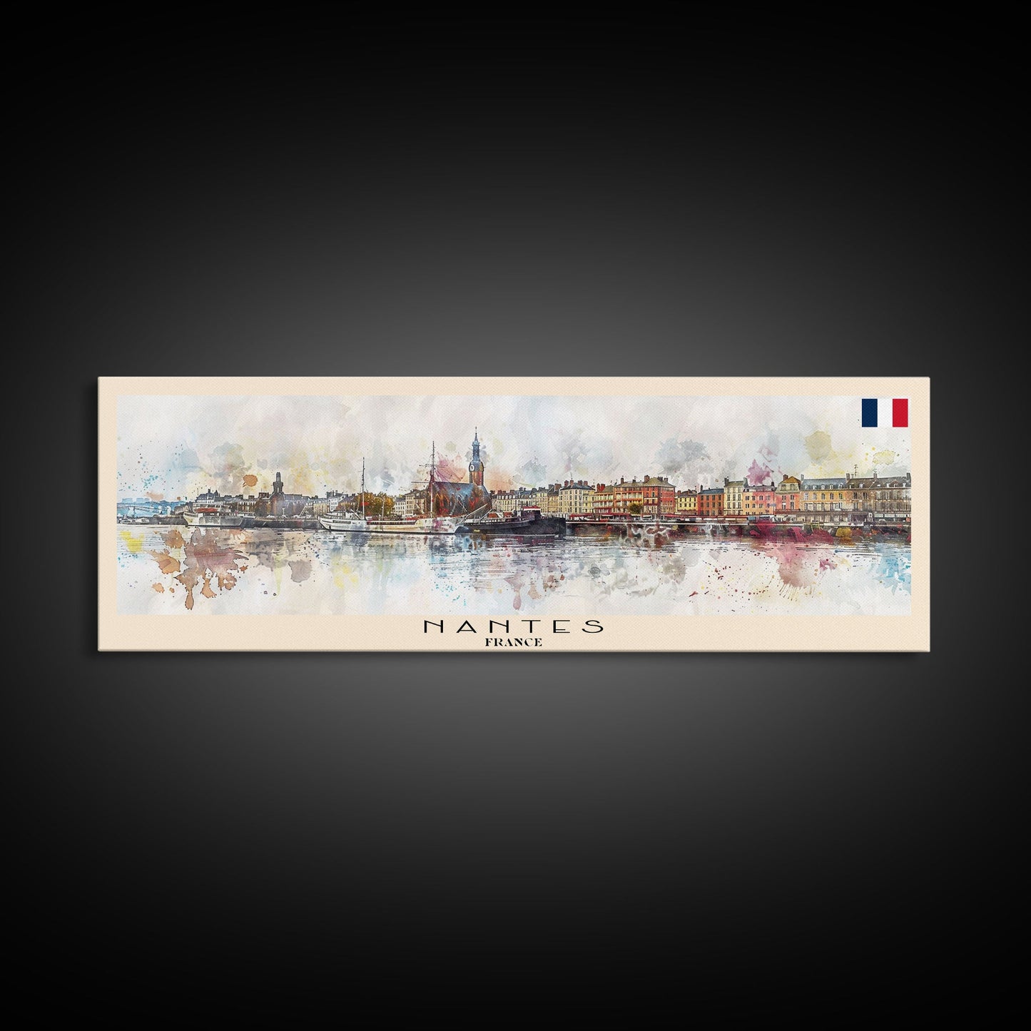 Nantes France Travel Print Wall Art, Panoramic City Art, Travel Art, Wall Decor, Vacation Gift, Framed Canvas Print Or Metal Art