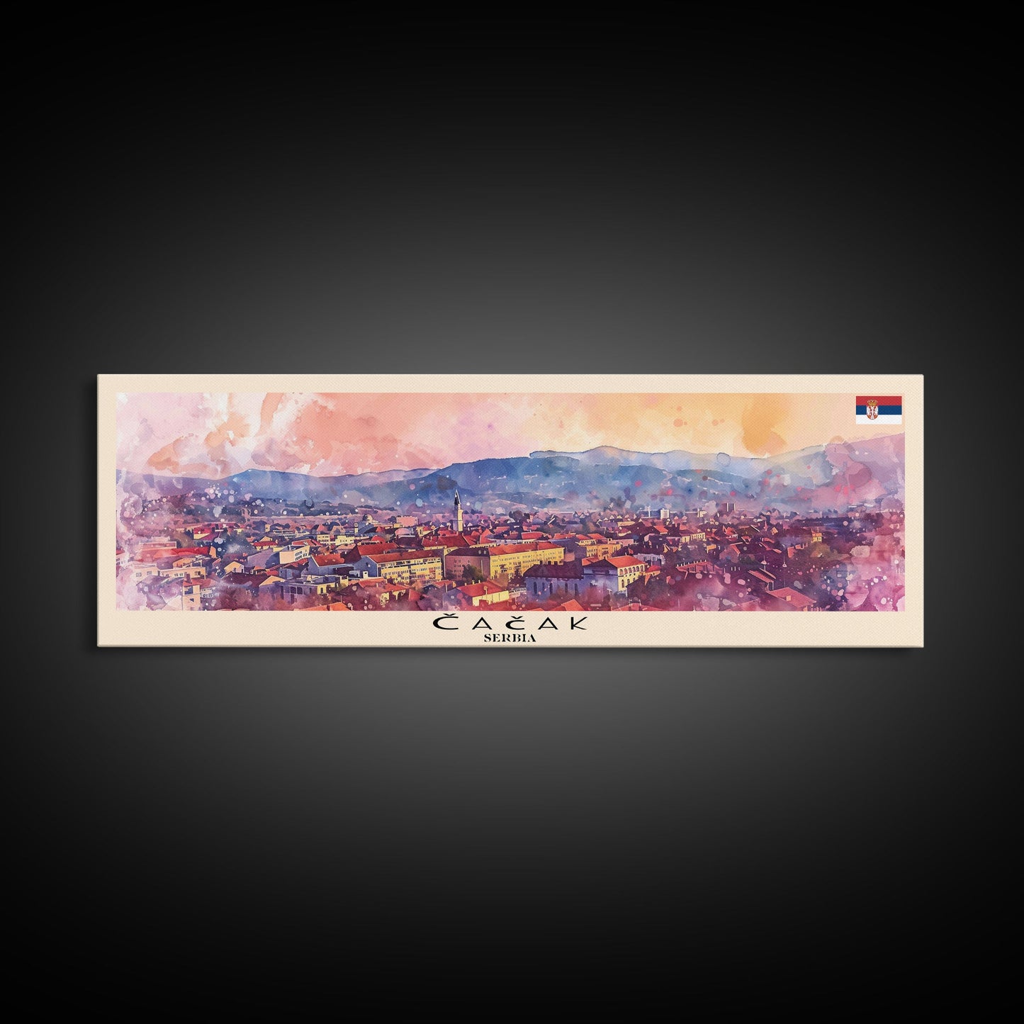 Čačak Serbia Wall Art, Panoramic Travel Poster, Panoramic Framed Canvas Print, City Wall Art, Wall Hanging Home Decor, Travel Art