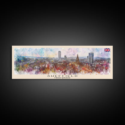 Sheffield United Kingdom Wall Art, Panoramic Travel Poster, Panoramic Framed Canvas Print, City Wall Art, Wall Hanging Home Decor, Travel Art
