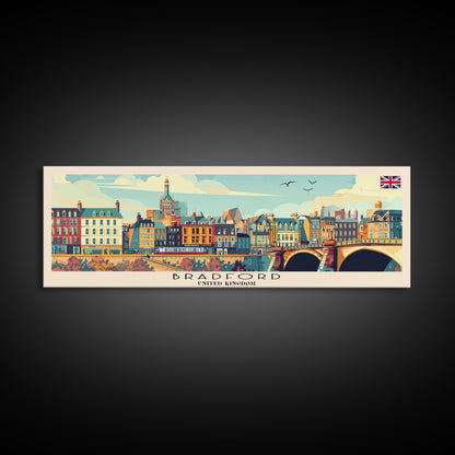 Bradford United Kingdom Travel Print Wall Art, Panoramic City Art, Travel Art, Wall Decor, Vacation Gift, Framed Canvas Print Or Metal Art