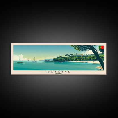 Setbal Portugal Travel Print Wall Art, Panoramic City Art, Travel Art, Wall Decor, Vacation Gift, Framed Canvas Print Or Metal Art