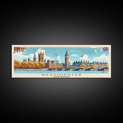 Westminster United Kingdom Wall Art, Panoramic Travel Poster, Panoramic Framed Canvas Print, City Wall Art, Wall Hanging Home Decor, Travel Art