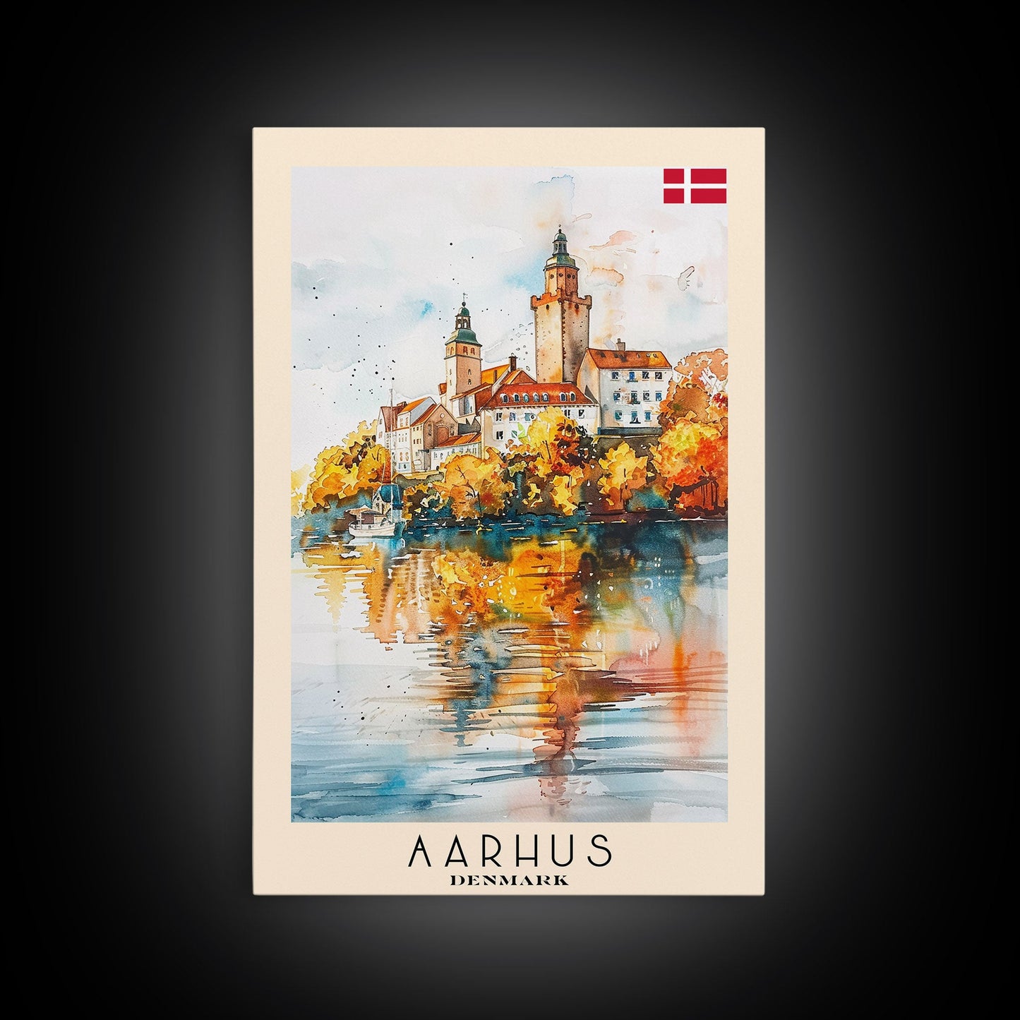 Serene Šabac Serbia Riverside View, Framed Canvas Print, Bedroom Wall Art, Farmhouse Style, Perfect Home Decor