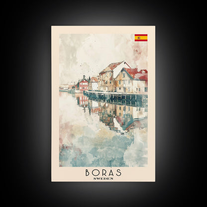 Borås Sweden Travel Poster Framed Canvas Print, Wall Art, Home Decor, Travel Print, Coastal Scene, Minimalist Art, Original Art
