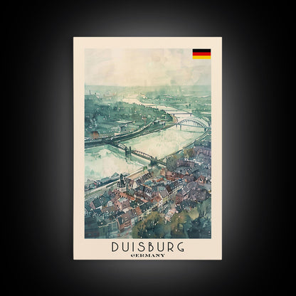 Duisburg, Germany Framed Canvas Print. Ideal Wall Art for Modern Living Room or Bedroom Decor, Stunning Urban Travel Poster.