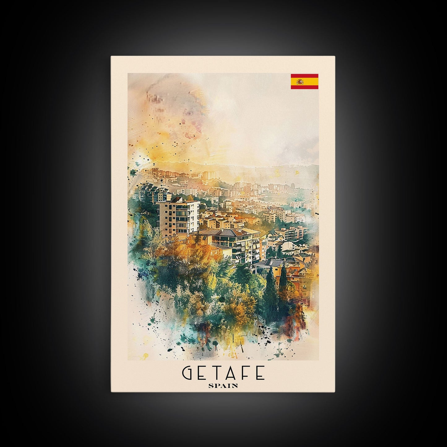 Getafe Spain Skyline Art, Framed Canvas Print, Bedroom Wall Art, Travel Poster Art, Home Decoration, Spanish Art