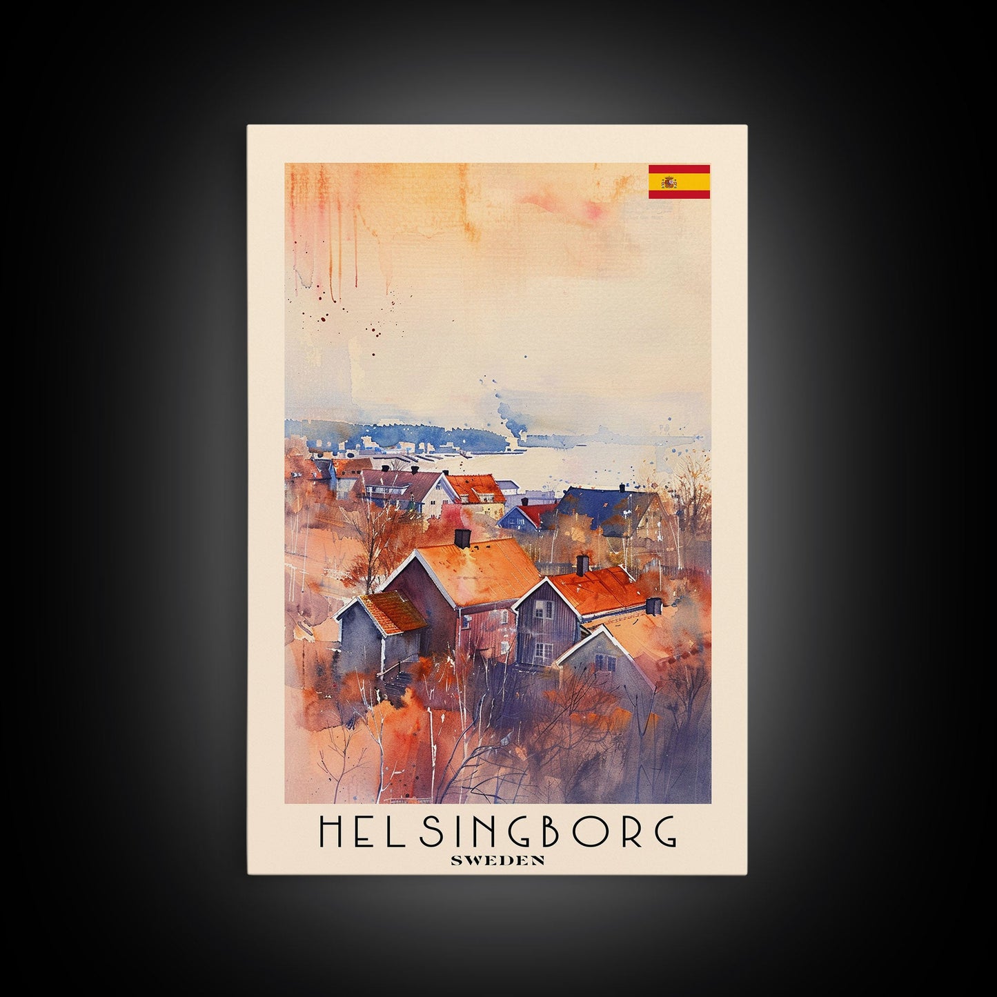 Helsingborg Sweden Coastal Town Art, Framed Canvas Wall Art, Home Decor, Living Room Art, Scandinavian Poster, Wall Decor, Travel Poster Art