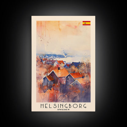 Helsingborg Sweden Coastal Town Art, Framed Canvas Wall Art, Home Decor, Living Room Art, Scandinavian Poster, Wall Decor, Travel Poster Art
