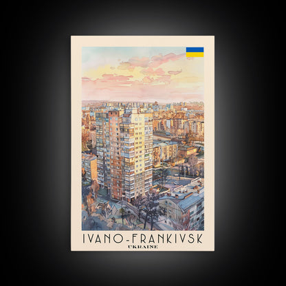 Ivano-Frankivsk Ukraine Cityscape Art Print, Sunset View Canvas Print for Home Decor, Travel Poster for Living Room Wall Art, Ukrainian Scene