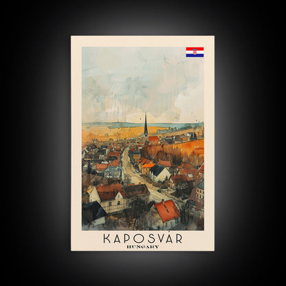 Kaposvar Hungary Urban Landscape, Framed Canvas Print, Travel Poster, Wall Art, Home Decoration, Cityscape Decor, Living Room Art, Hungarian City